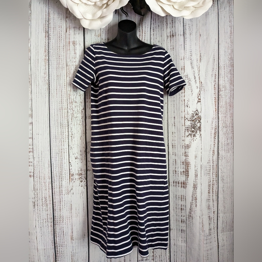Sweet Salt Navy & White Striped Tee Shirt Dress W/ Pockets